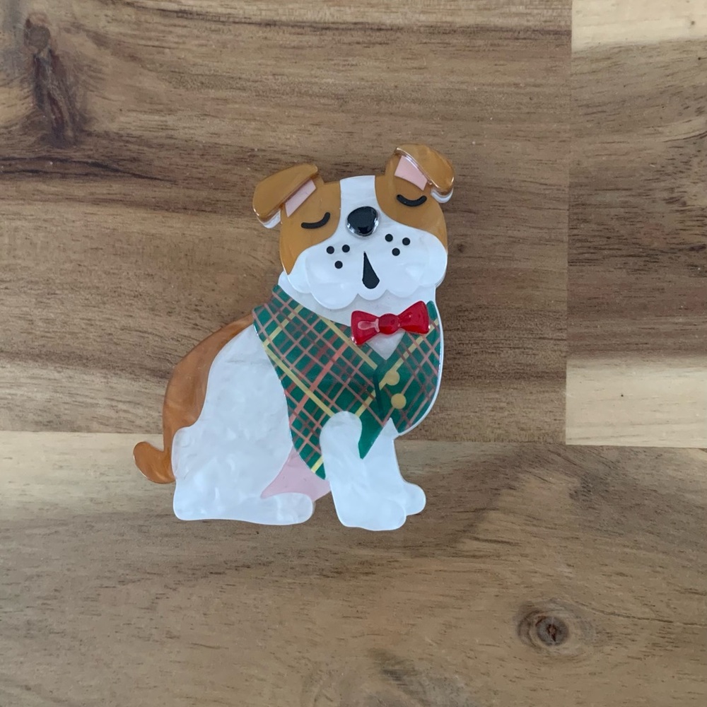 Erstwilder Barney the British Bulldog Brooch dog pin NWOT